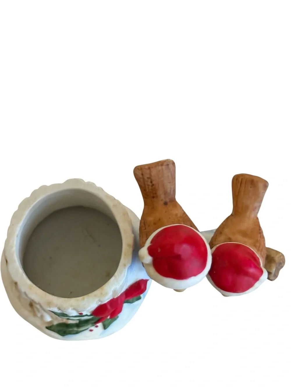 Vintage LeGo Taiwan Festive Birds Candle Holder Votive/Tealight White Multi